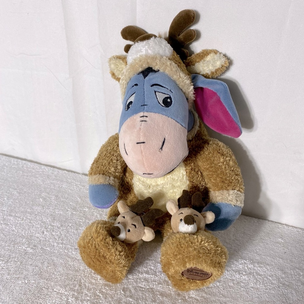 Disney Holiday Eeyore Plush In Reindeer Costume